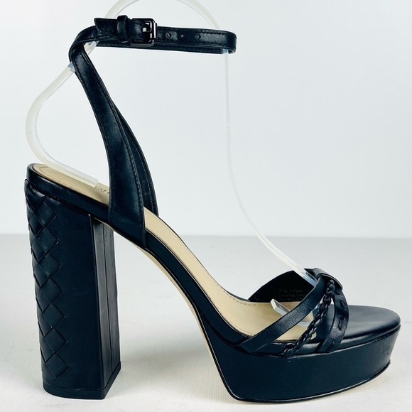 BOTKIER PETRA BLACK BRAIDED STRAPPY ANKLE WRAP 70'S INSPIRED PLATFORM HEELS - Picture 5 of 16